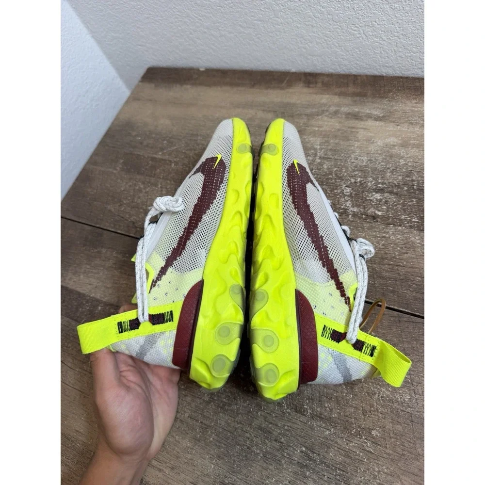 Nike ISPA React Shoes Mens Size 8.5 White Volt Burgundy Running CT2692-002